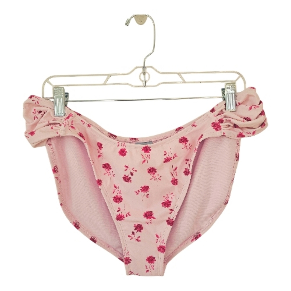 Shade & Shore Pink Floral Low Rise High Leg Bikini Bottom XL 16